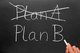 A blackboard with "Plan A" and "Plan B" written in chalk. Plan A is crossed out. [Image by creator Sharpshot from AdobeStock]