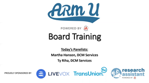 Cover slide for webinar recording - Board Training [Image by creator  from insideARM]