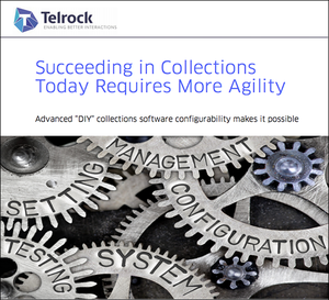 Report titled "Succeeding in Collections Today Requires More Agility" with a picture of clockwork gears [Image by creator Editor from TelRock]