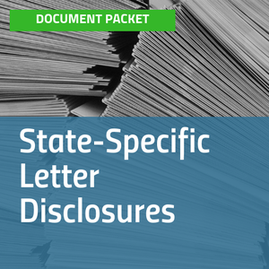Cover of State-Specific Letter Disclosures document packet, with image of large stack of folded documents [Image by creator insideARM from ]